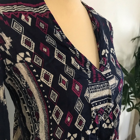 Lucky brand Patchwork Print Short 3/4 Sleeve Top - Picture 2 of 6